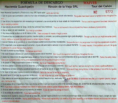 La décharge de responsabilité avant les excursions