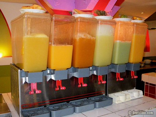 Les excellents jus du matin au restaurant buffet « Chack Balam » 